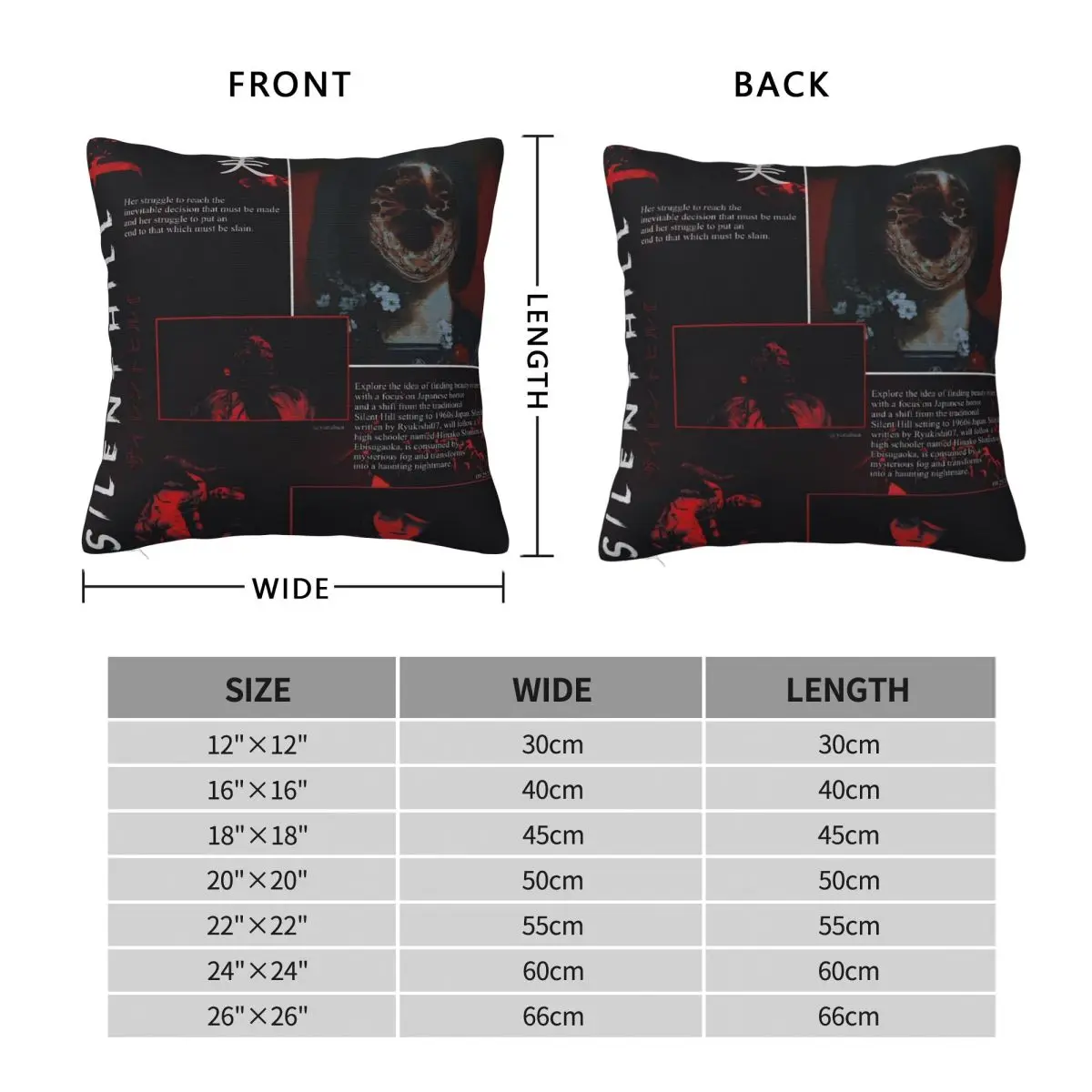 Poszewka na poduszkę Silent Hill F Horror Movie Game, kwadratowa poszewka na poduszkę, urocza i zabawna poszewka na poduszkę, idealna na przyjęcia weselne i do dekoracji domu.