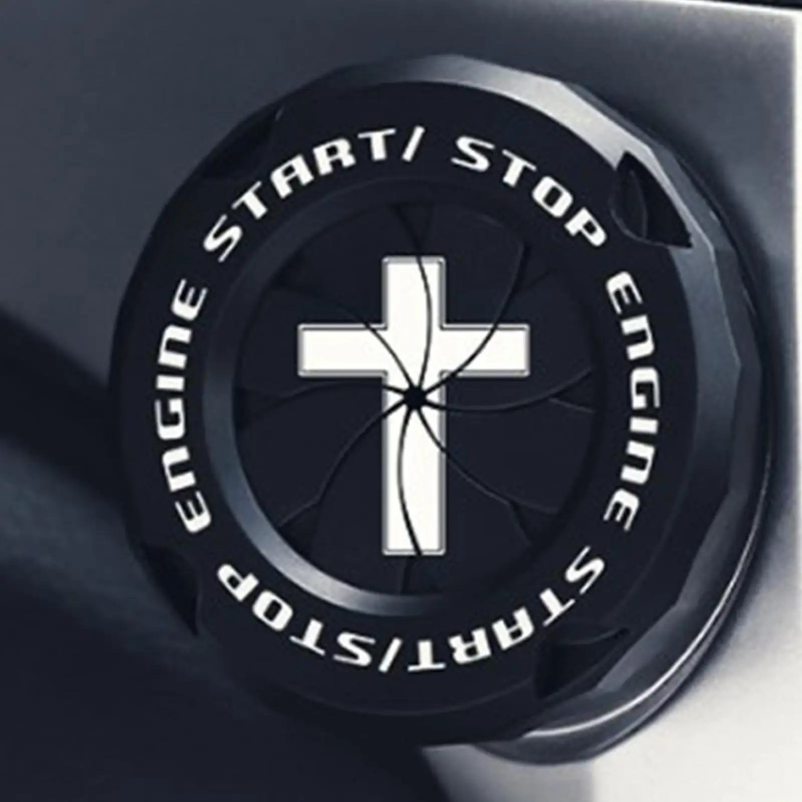 Push Start Button Cover Universal Rotary Cross Design Protective Decor Car Starter Button Cover For Motorcycles Outdoor Trucks