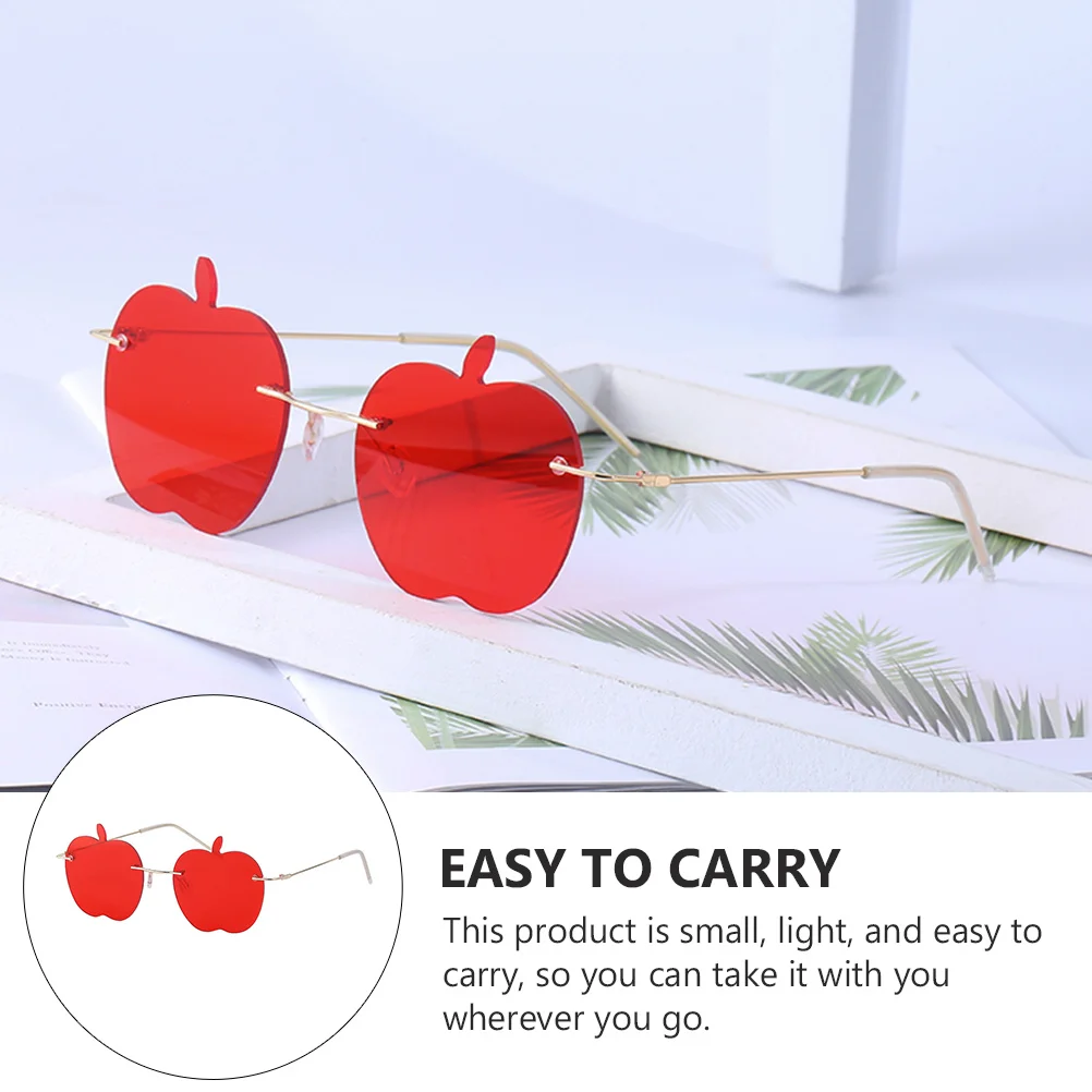 

1pc Apple Frameless Oversized Glasses for Women Men Party Photo Prop Beach Halloween Gift Red Fashion Rimless