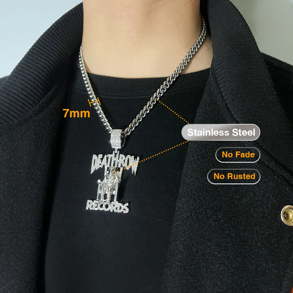 2026  DeathRow Chain Prisoner 316L Stainless Steel Rap RECORDS Collar Pendant Mens Necklace Nightclub Jewelry Collier Pendentif