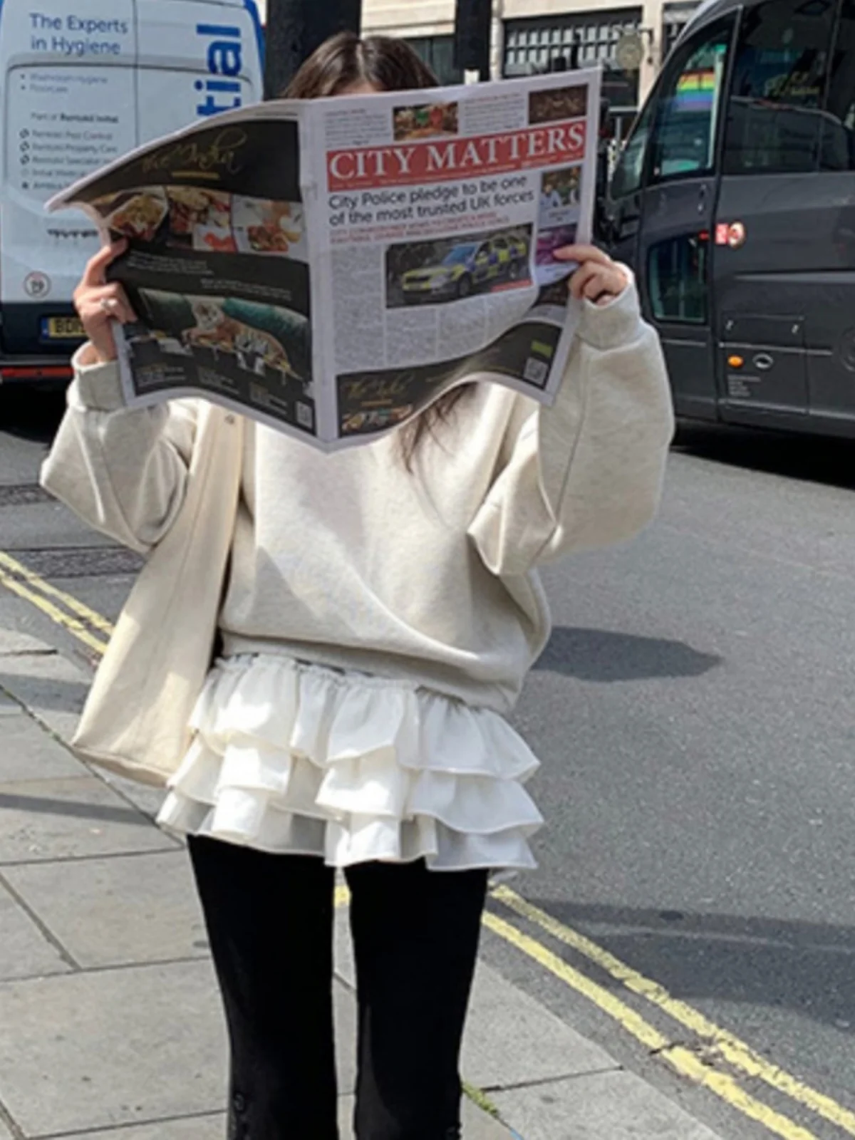 Lente 2025, off-shoulder dames Dr. Fre Age-Defng Wood ain-design hoge taille A-lijn rok Koreaanse Sle pendelen