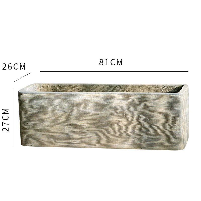 Nordic rectangular flower pot magnesium mud long flower slot succulent green plant pot villa living room balcony courtyard plant