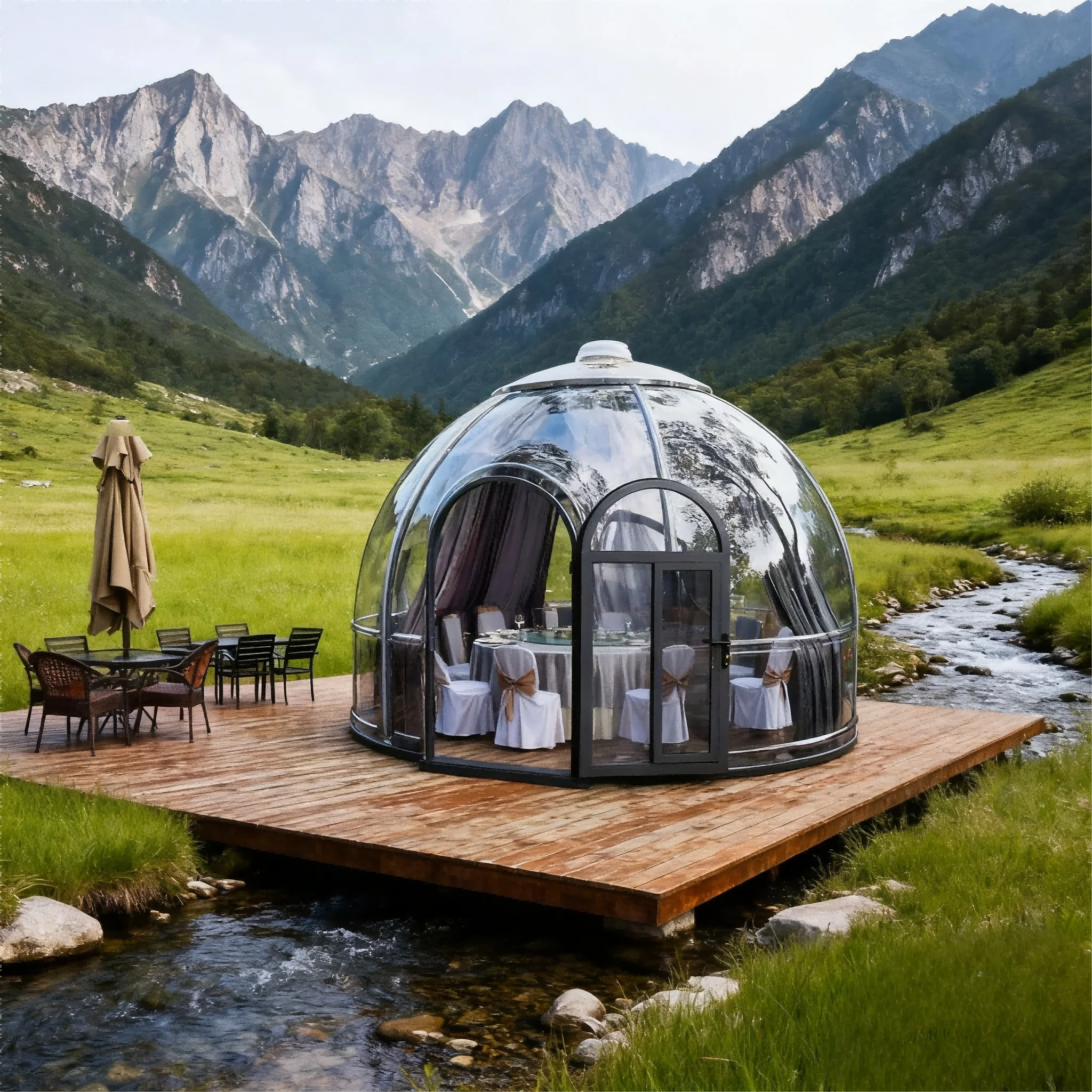 Luxury Waterproof Outdoor PC Dome Dining Room Geodesic Domes Glamping Tent Igloo for Sale