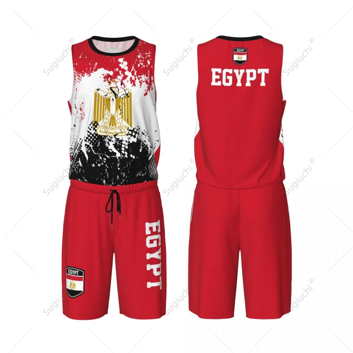 Conjunto de camiseta y pantalones de baloncesto para hombre, camiseta sin mangas, nombre personalizado, Nunber exclusivo, Team-up, Bandera de Egipto, grano