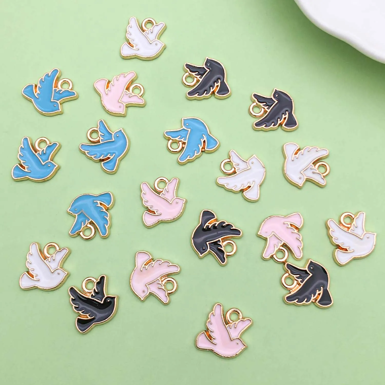 20pcs Enamel Colorful Bird Design Charms Alloy Metal Animal Pendants for DIY Bracelet Necklace Jewelry Making Accessories