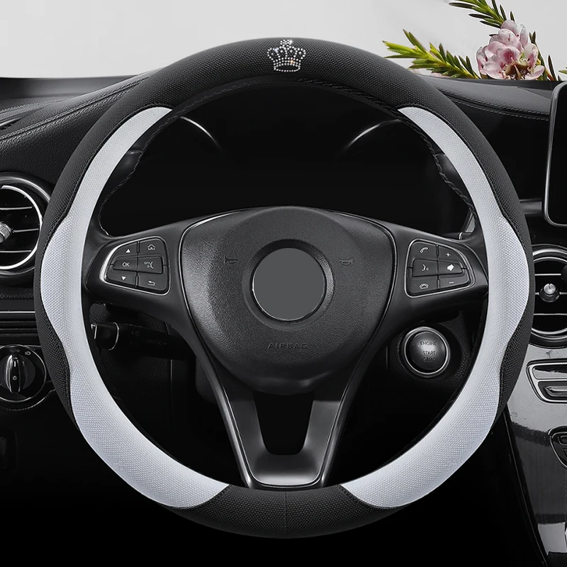 New simple car steering wheel cover linen fabric summer breathable comfortable soft four seasons general car handle cover