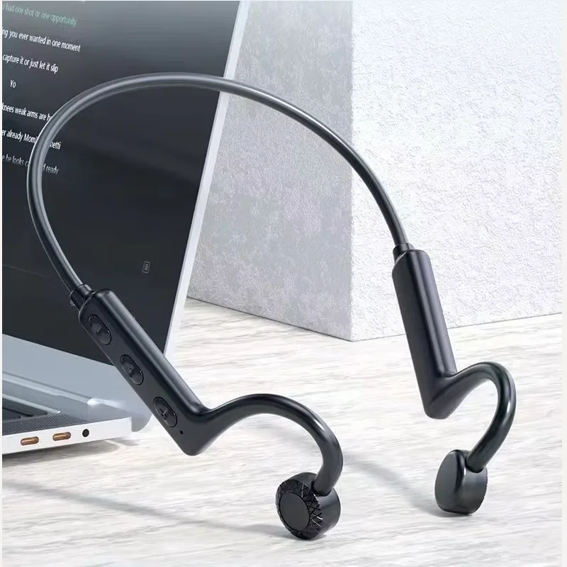 True Bone Conduction Wireless Earphone Swimming Riding Bluetooth Headphones Music Playback Earbuds Noise Cancelling Stereo