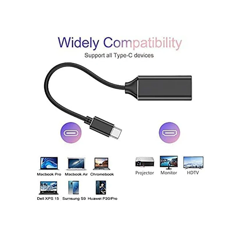 USB C to 4K UHD Adapter Type-C Thunderbolt3 to HD Display Converter Cable for USB3.1 DP ALT Mode Laptop SmartPhone Monitor HDTV