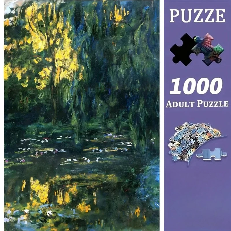 

Пазл из 1000 деталей, винтажный пазл с изображением водяных лилий Клода Моне, идеально подходит для творческих занятий своими руками с семьей, в качестве подарка, развивающая игрушка