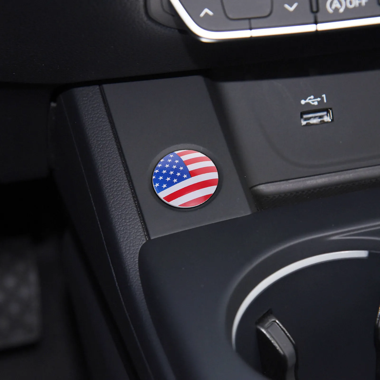 American Flag Engine Start Button Cover ABS Protective Push to Start Car Accessories Decoration American Flag Stop Button Cover