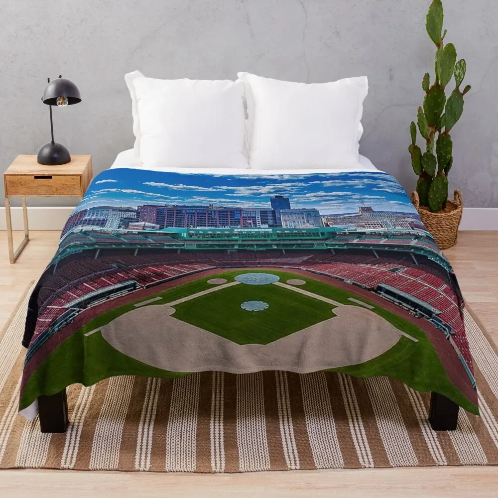 

Fenway, Boston baseball stadium, ball field, outfield view, Boston Skyline, beantown Throw Blanket Designers Flannels Blankets