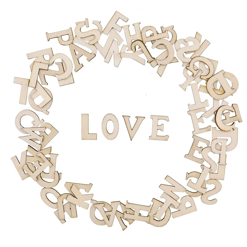 100pcs Letters Wooden Alphabet Number Wedding Embellishments Scrapbooking Gifts Cardmaking Craft DIY Decor Wood Sign Random Mix