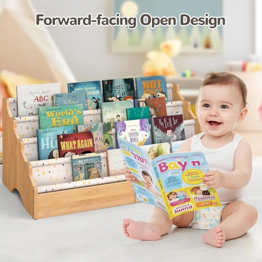 Toddler Bookshelf for Rooms Nursery Book Shelves with Open Forward Display Montessori Book Shelf for Baby Room Small Classroom
