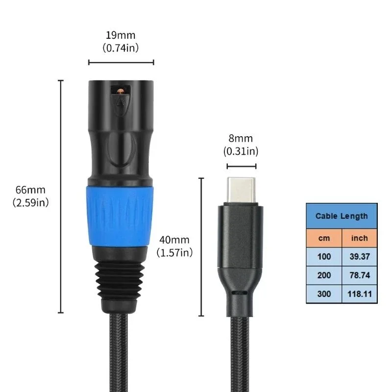 Профессиональные стерео микрофоны кабель USB типа C -мужского до 3PIN XLRS Мужские разъемы Кабель для звуковых интерфейсов
