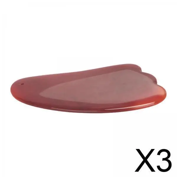 

3 красных нефритовых валика Гуа Ша, скребковый массажный инструмент для лица, форма 01