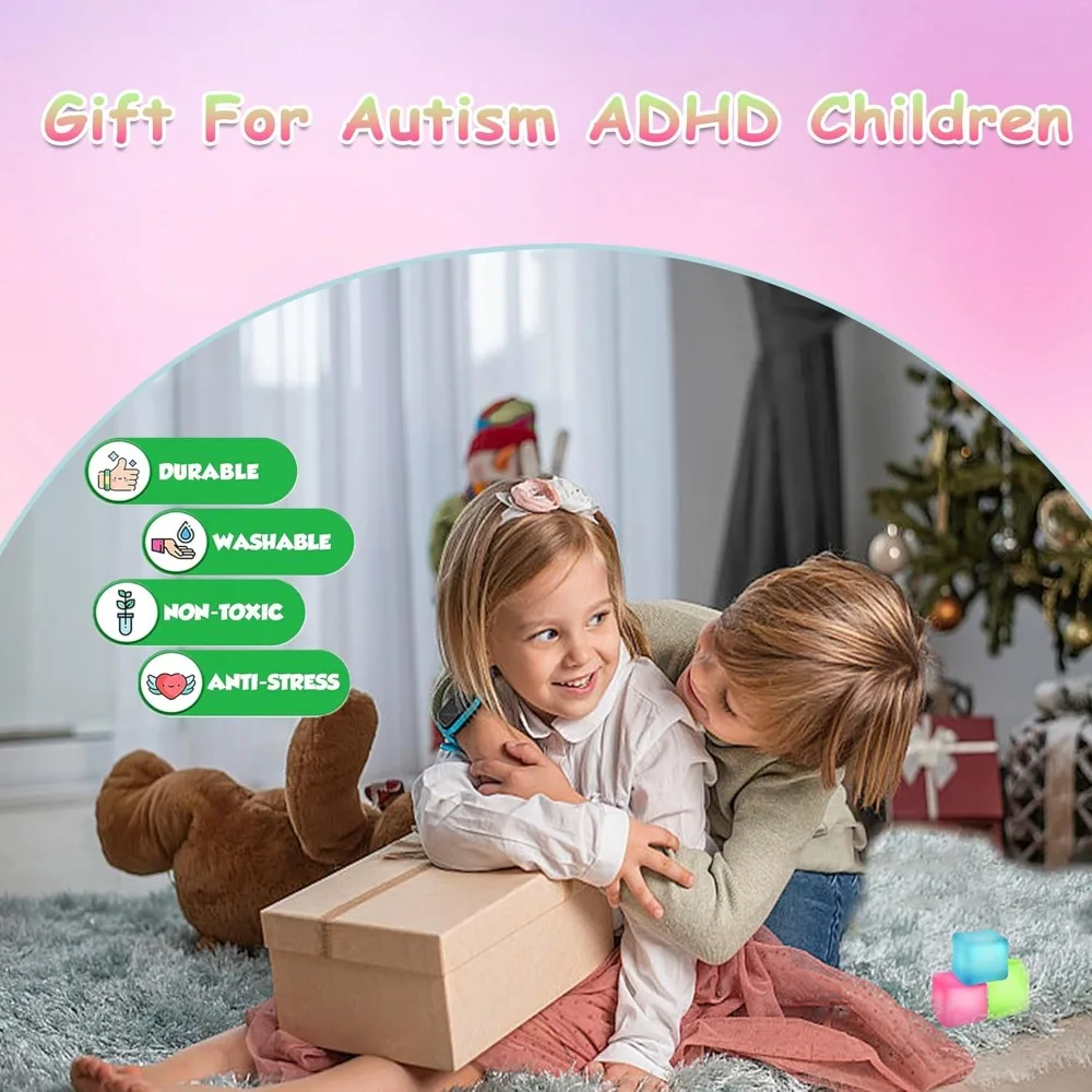 Squishy Ice Cube Stress Ball Zabawka sensoryczna dla dorosłych i dzieci Wolno rosnąca piłka do ściskania Autyzm ADHD Relief Party Gift