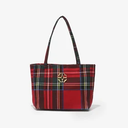 Red Plaid Tote Mini Square Bags For Women Luxury Designer Handbag And Purse 2024 New In Fashion Wedding Light Underarm Shoulder