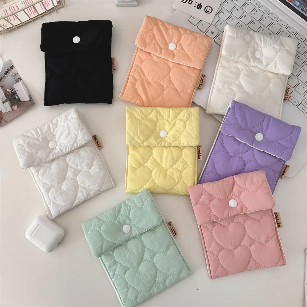 New Quilted Candy Colored Coin Purse Coin Pouch Mini Sanitary Napkin Storage Bag Portable Pocket Wallet Mini Purse Cute Purse