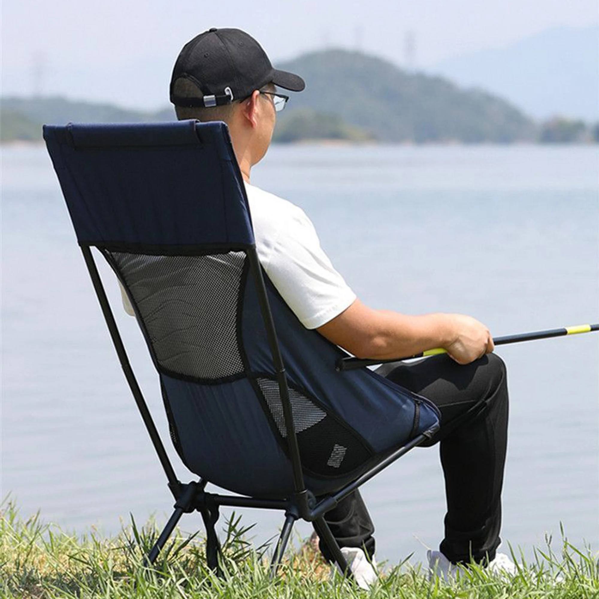 Outdoor Portable Camping Chair Oxford Cloth Folding Lengthen Camping Seat for Fishing BBQ Festival Picnic Beach Ultralight Chair