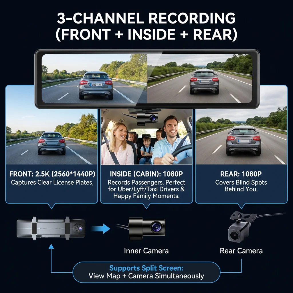 Bluavido 3CHs FHD 1080P Car Video Recorder 11.26