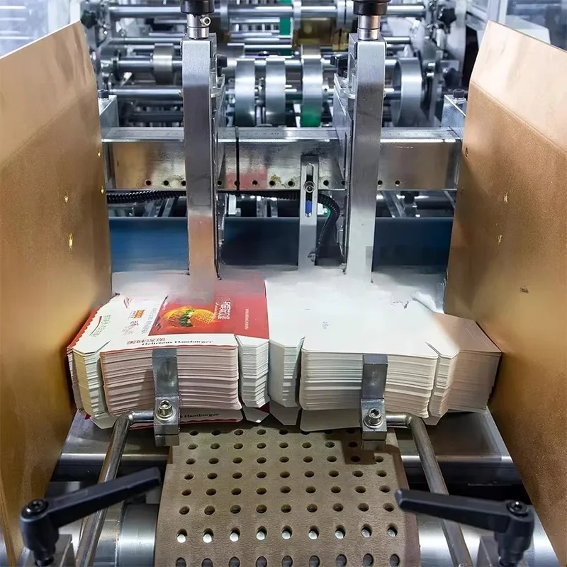 Single Station Takeaway Hot Dog Box Forming Machine To-Go French Fries Popcorn Tray Erecting Fast Food Meal Box Making Machine