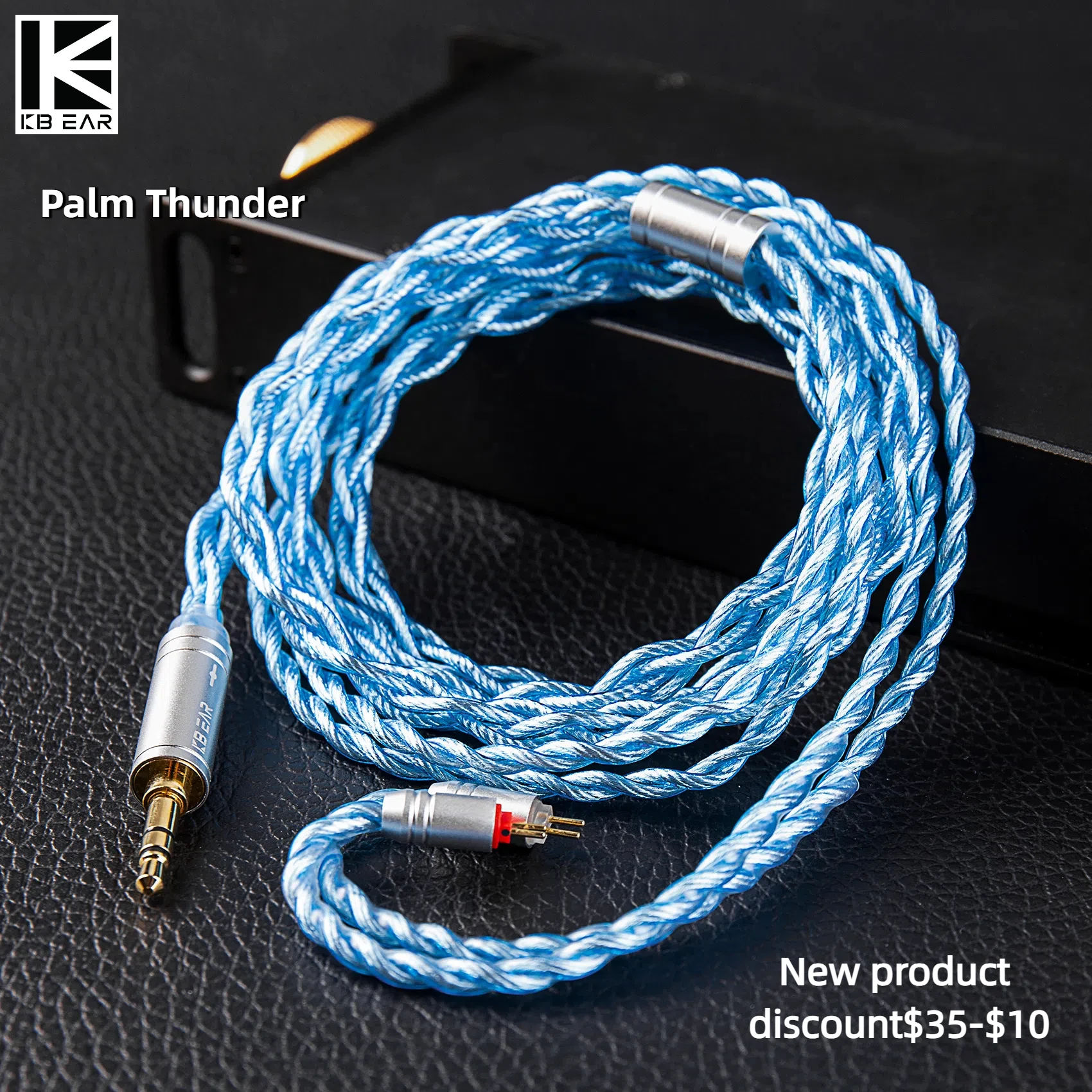 KBEAR Palm Thunder Cable de auriculares chapado en plata de cobre y cristal único de 4 núcleos Cable QDC reemplazable para KZ ZS12 PROX ZS10 PRO X