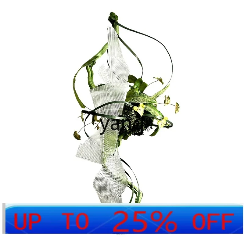 

LTT Modern Simple Dead Wood Architecture Simulation Big Flower Art Green Plants Hotel Lobby Bar