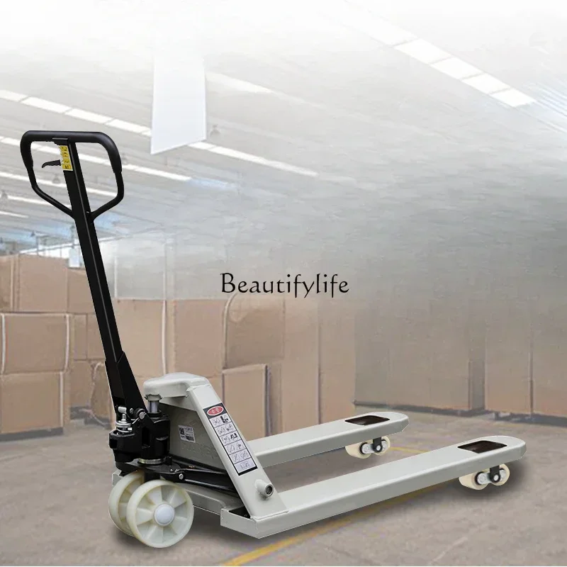 Manual Carrier Trailer Hydraulic Forklift Manpower Pallet Truck Hand Pressure Trolley