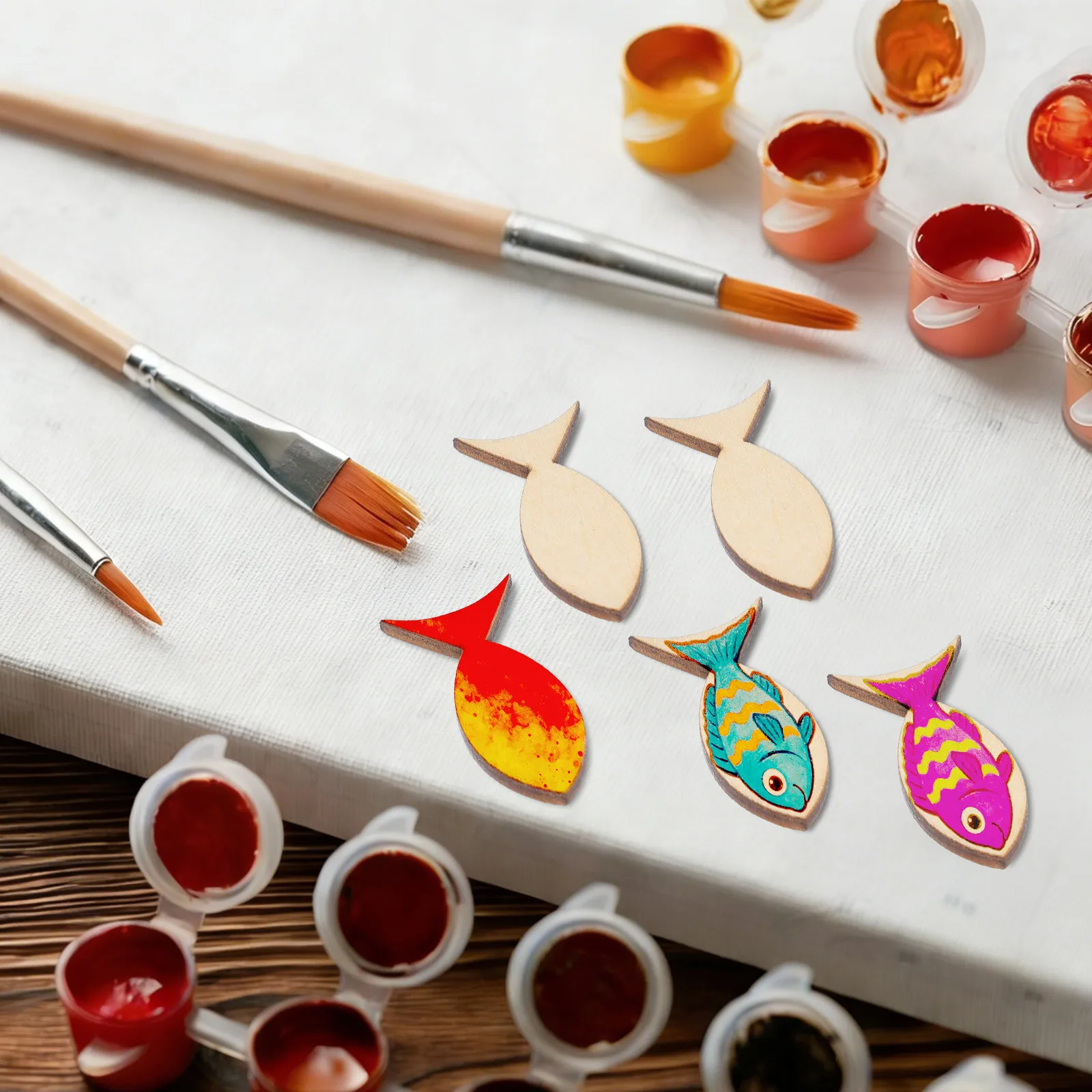 

200 деревянных заготовок в форме рыбок, неокрашенные, гладкие вырезки для росписи, декорации, творческие занятия для детей