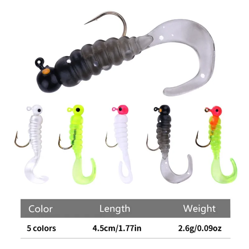 7er-Set 50mm Mehrfarbige Jig-Silikonwürmer Weichköder mit Haken 2,6g Wobbler Karpfenköder Künstliche Gummiköder für Zander – Detail 2