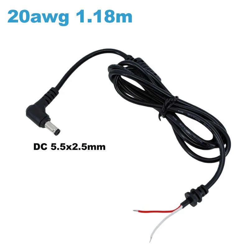 5.5 x 2.5mm Laptop Power Connector Jack Dc Plug Adapter Charger Cable Cord 120W for  Notebook Charger 20awg 1.18M