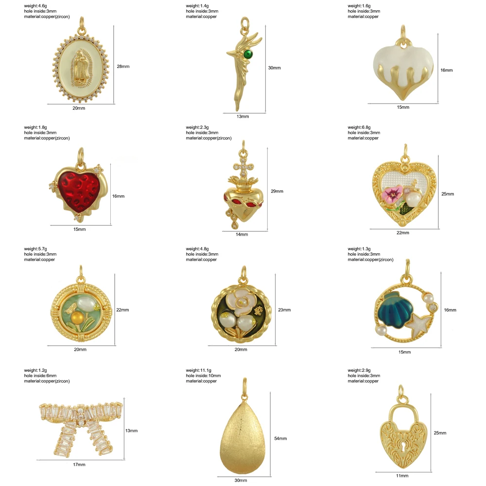 Fashionable Personality Heart Shape Charms For Jewelry Making Supplies Gold Color Dijes Diy Keychain Earring Necklace Bracelet
