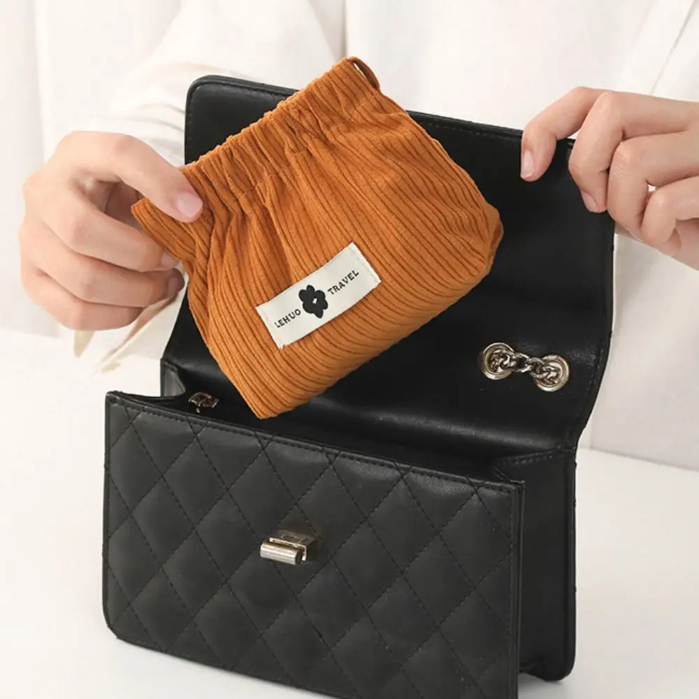 New Fashion Mini Shrapnel Bag Corduroy Cosmetic Bag Soft Coin Purse Solid Color Change Storage Bag Travel for Women
