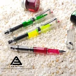 Lanbitou 3059 Fountain Pen Piston Plastic Ink Pen EF/F Nib Silver Clip Business Stationery Office School Supplies PK JINHAO