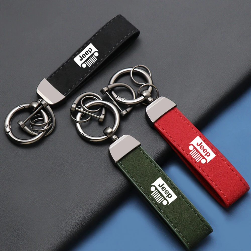 

1PC PU Leather Car Keychain Key Ring Chain Holder Strap Waist Wallet Keyring Business Women Men Gift For JEEP Car Accessories