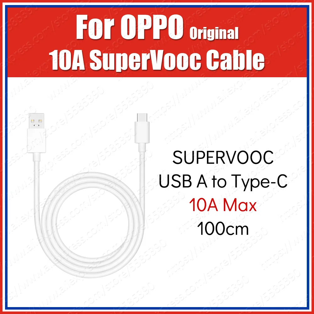 DL129 150CM 100W 10A Original OPPO 10A Cable SuperVooc Fast Charger USB A To USB Type C For OPPO OPPO Find X6 Pro Reno10 Pro+