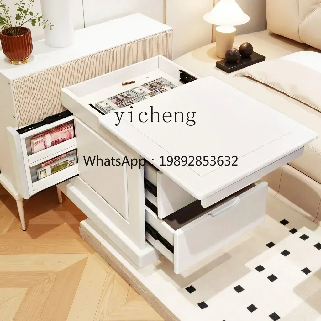 DF hidden hidden compartment solid wood bedside table household bedside storage safe integrated cabinet locker