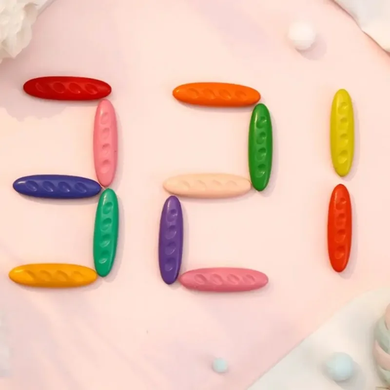 Peanut Shaped Plastic Crayons for Kids, Washable Non Stick Drawing Set, 12 24 36 Colors, Erasable Art Tools