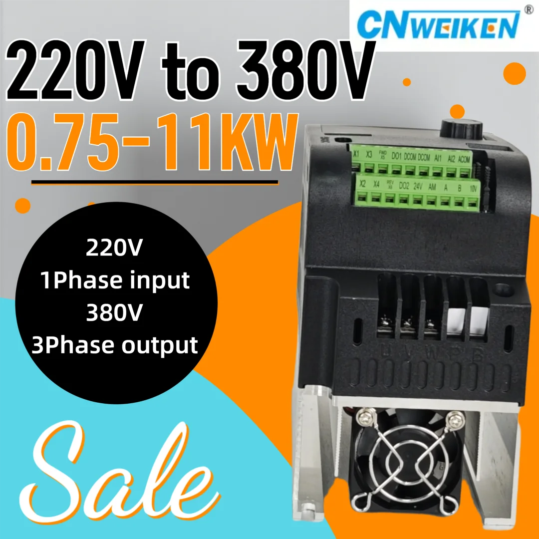 NEW！Single-Phase Input 220V to Three-Phase Output 380V VFD Frequency Converter 0.75-11KW Adjustable Speed for Motor Conversion