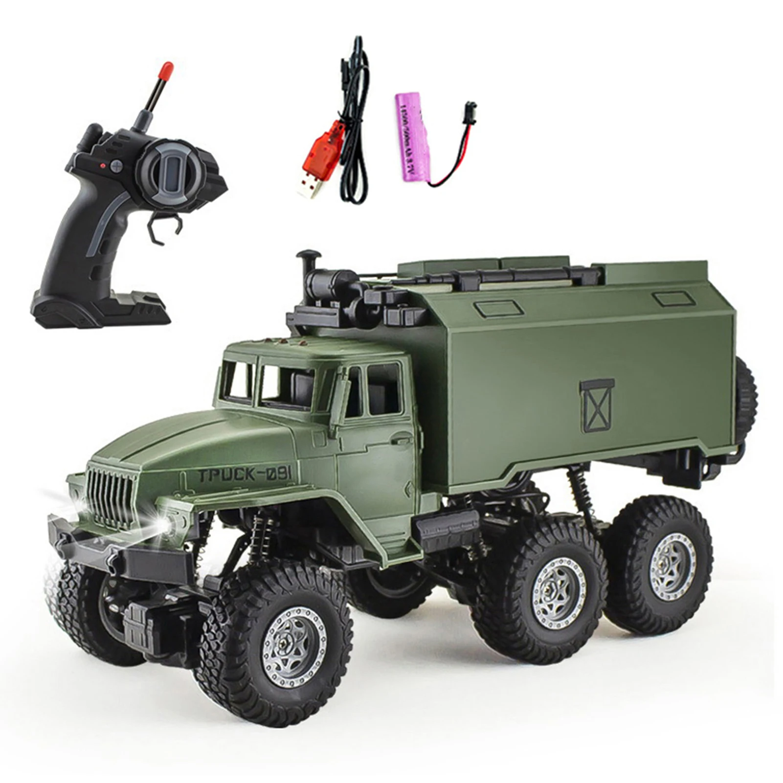 

1/16 Military Vehicle Remote Control Truck 1/16 Vehicle 6WD with LED Light for Kids Adults