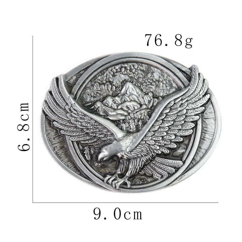 Geometry Oval Embossed Eagle Falcon Vulture Bird Mountain Zinc Alloy Metal Belt Buckle Charms Punk Father Gift Jeans Clasp Parts