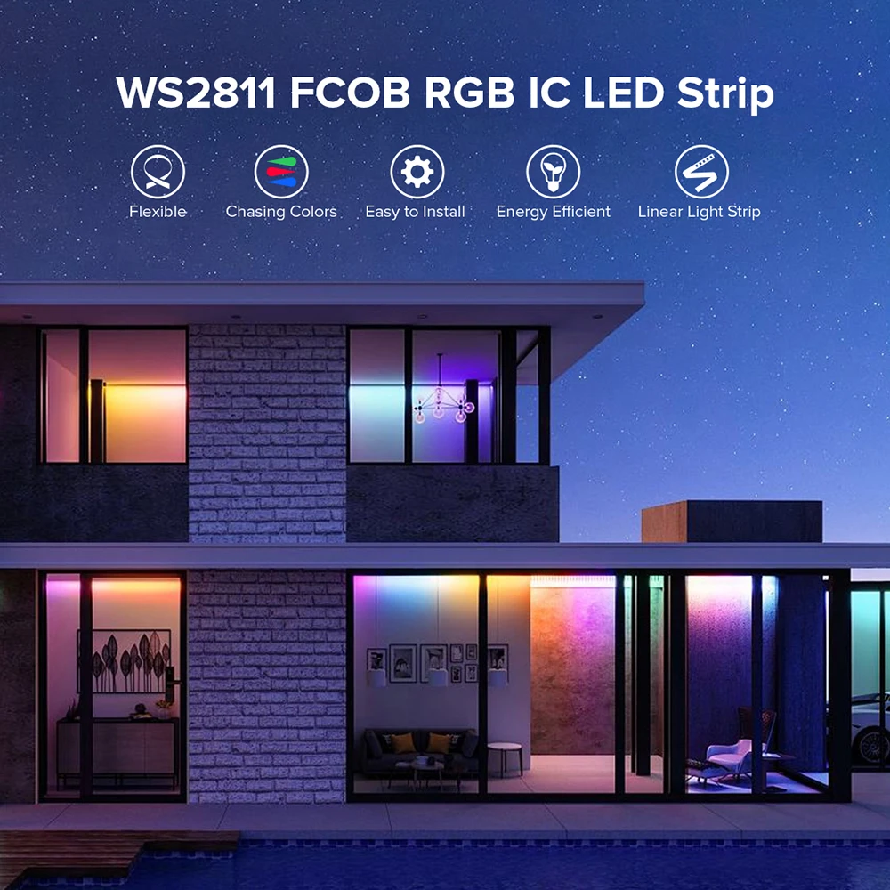 FCOB SPI RGB IC LED Light Strip DC5V WS2811 Addressable 180 LEDs Smart Pixels Magic Flexible FOB COB Light 1 IC to 2 LEDs RA90