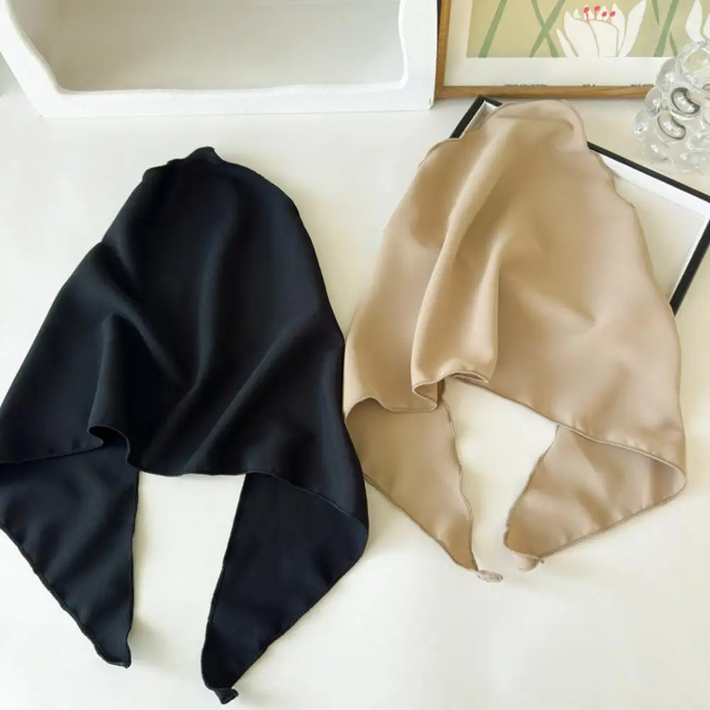 Pure Color Headscarf, Large Triangular Scarf for Women, Adjustable Strap Turban Headband, Soft Elastic Decorative Head Wrap