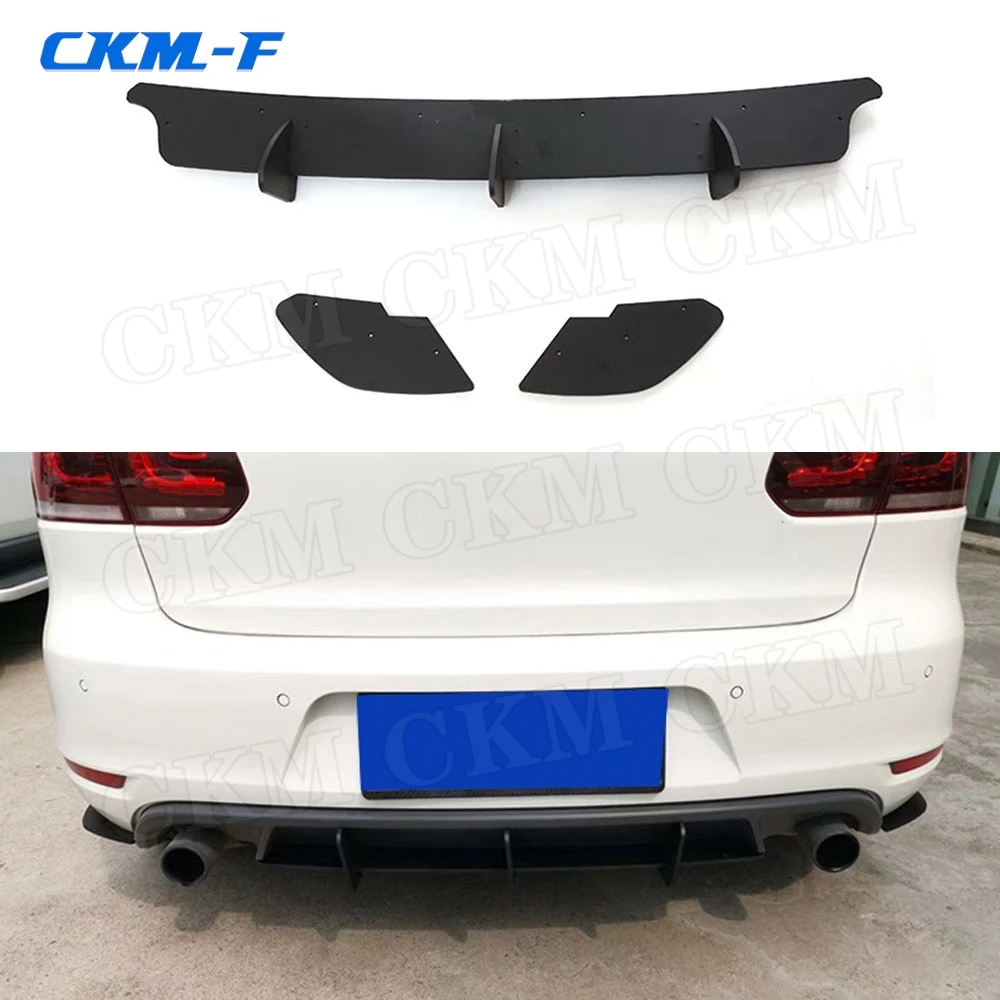 

Rear Lip Diffuser Trim Cover Spoiler For Volkswagen VW Golf 6 VI MK6 GTI R20 2010-2013 ABS Fins Shark Style Bumper Protector