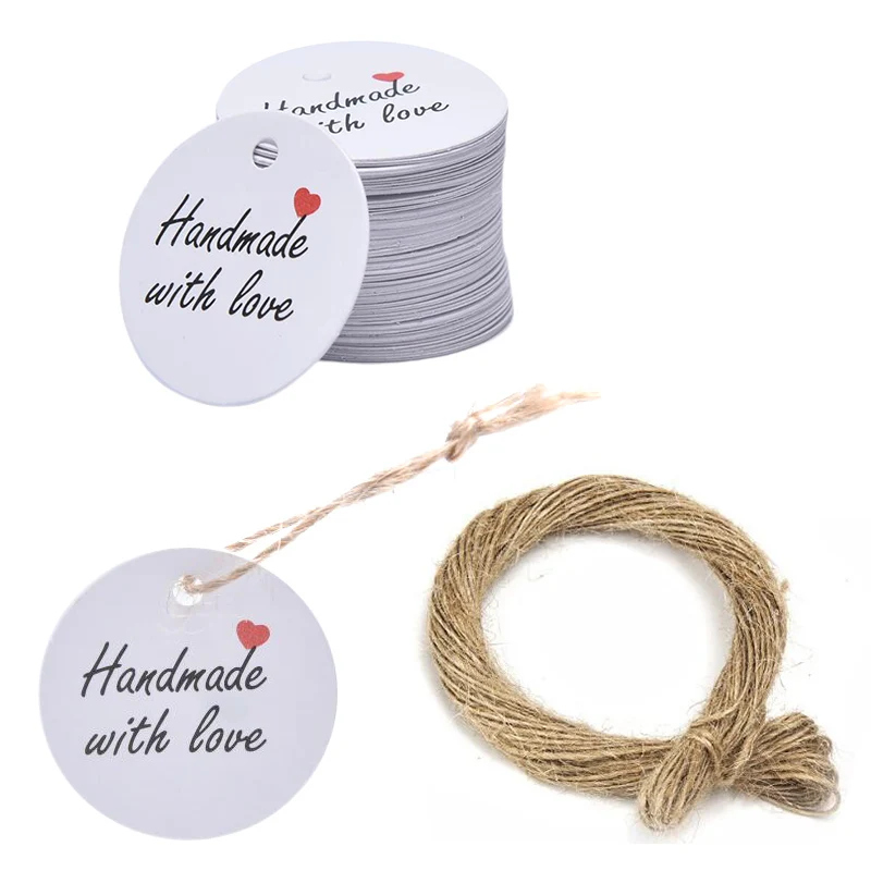 New 100pcs kraft paper thank you tags for wedding decoration party favors handmade labels jewelry charms price tag DIY decor