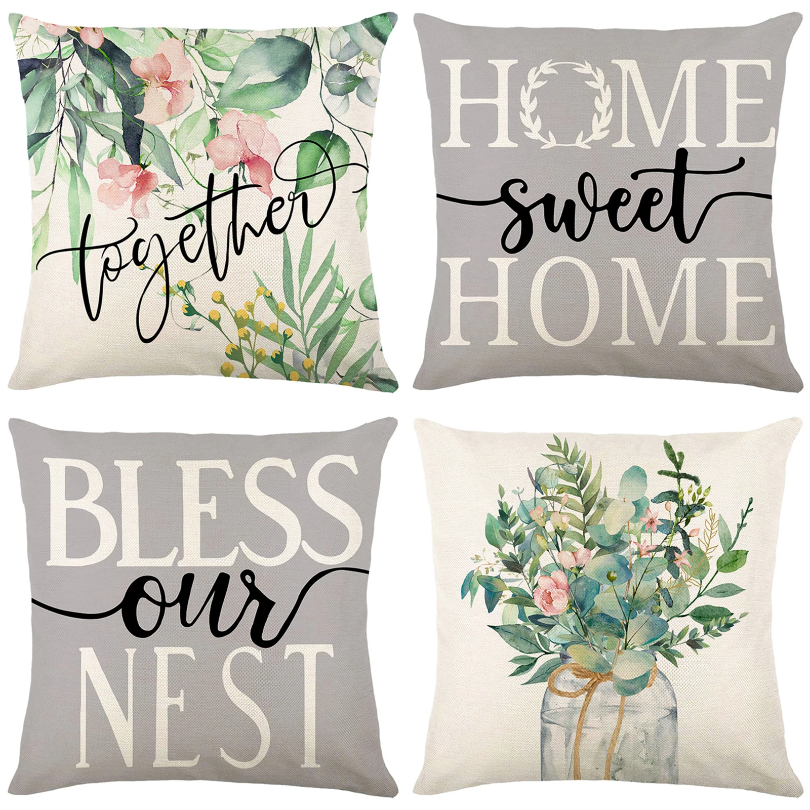 4ks květinová hodit podhlavník případech čtverec prádlo pás ochrana polštářek obal postel pohovka podhlavník kryty domácí dekorace pillowcases 45x45cm