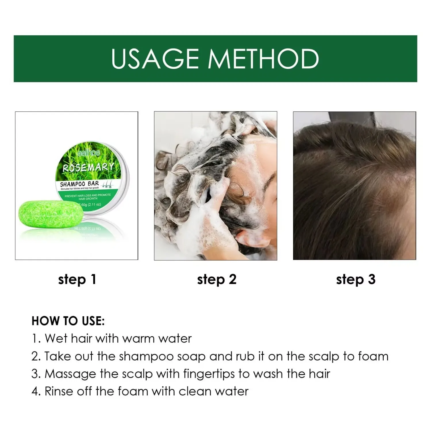 

Oil Shampoo Soap, 60 Grams, Handmade Moisturizing Soap Containing Glycerin, Suitable for Men and Women, with Herbal Scent