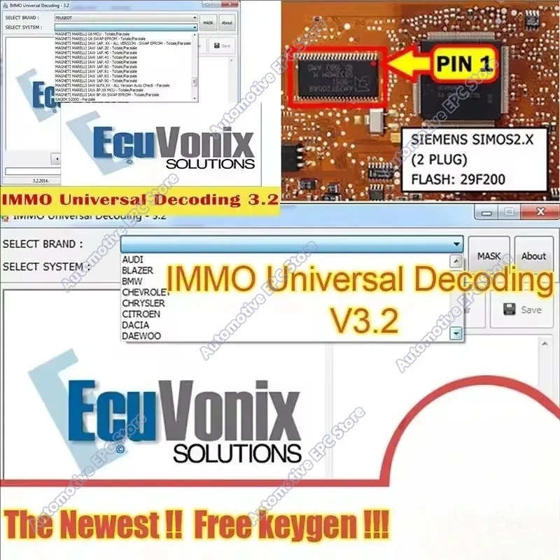 2026 hot selling newest IMMO Universal Decoding 3.2 with free keygen Car diagnostic software link  EcuVonix 3.2 Unlimited Crack