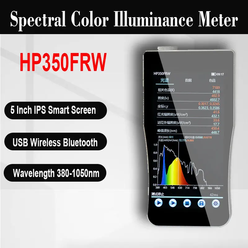 

HP350FRW, спектральный цвет, фотометр, Диапазон волн 380-нм, фотоисточник, инструмент для тестирования цвета