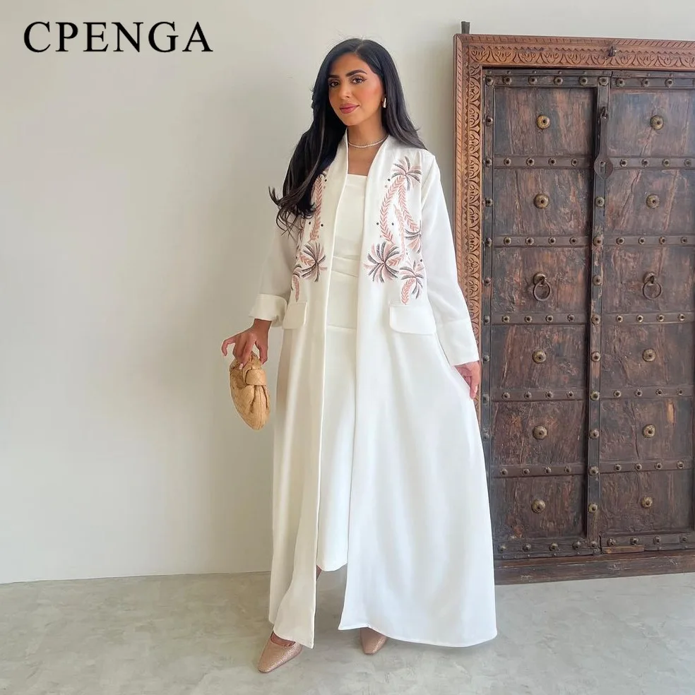 

2025 Luxury Embroidery Dubai Abaya Dress for Women Eid Arabic Moroccan Kaftan Islamic Femme Holiday Outfits Loose Turkey Robe